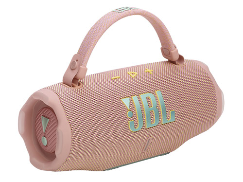 Enceinte Bluetooth JBL rose avec poignée et design moderne