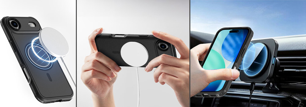 Coque iPhone 17 Pro Max compatible MagSafe avec charge sans fil et fixation sur support voiture