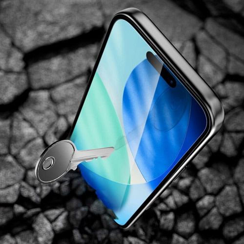 Verre trempé iPhone 17 Pro Max résistant aux rayures et impacts, protection anti-clés