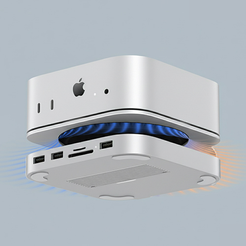 Station d'accueil ventilée pour Mac Mini avec système de dissipation thermique actif et ports USB intégrés