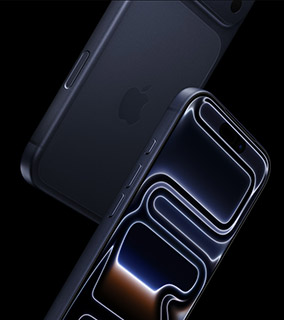 iPhone 17 Pro vu de face et de dos en coloris sombre, mettant en avant le design unibody