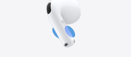 AirPods 5, capteur de pression avec balayage sur la tige de l'écouteur