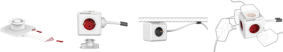 PowerCube Extended bloc multiprise 4 prises et 2 prises USB avec câble 1,5m  pas cher 