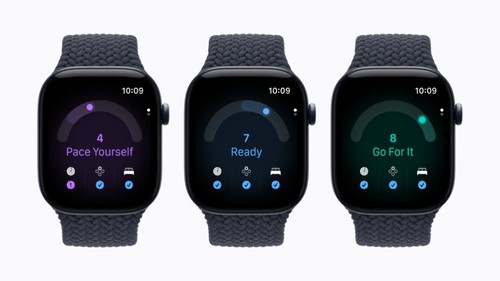 Apple Watch Series 12, app Préparation avec scores 4, 7 et 8