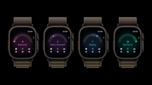 Apple Watch Ultra 4, app Préparation avec scores 0, 3, 7 et 10