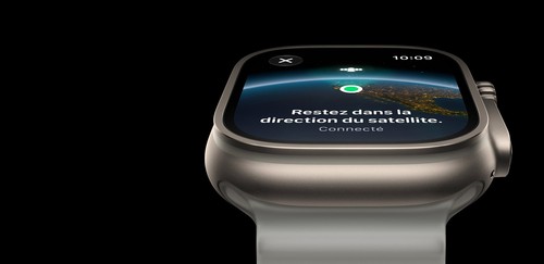 Apple Watch Ultra 4, connexion par satellite avec vue de la Terre depuis l'espace