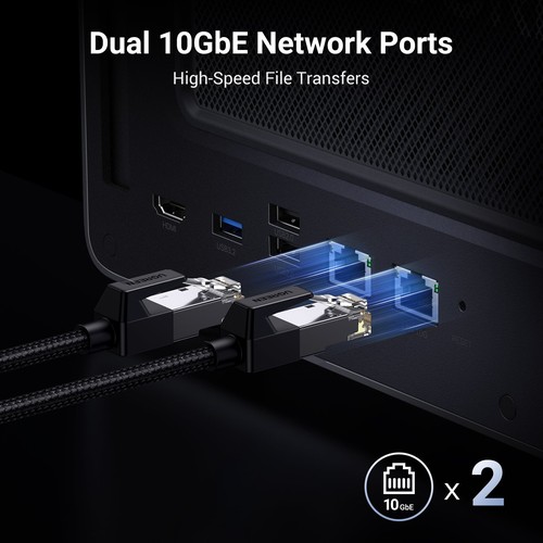 Vue du serveur NAS UGREEN NASync DXP8800 Plus illustrant sa connectique