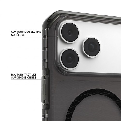Boutons tactiles surdimensionnés et contour d'objectifs surélevé de la coque UAG