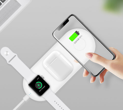 Chargeur sans fil avec iPhone, AirPods et Apple Watch