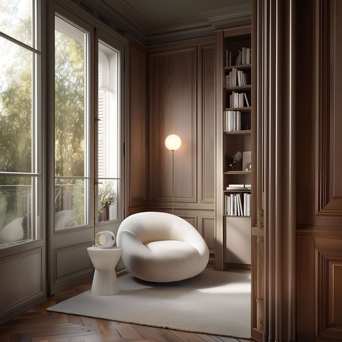Devialet Phantom Ultimate 98 dB en situation dans une bibliothèque, design compact et iconique