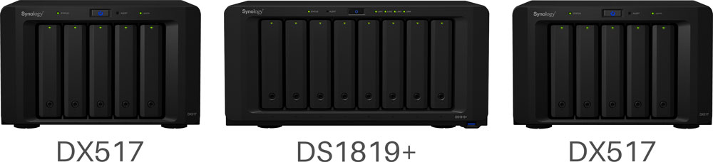 Synology DS1819+ avec 2 boîtiers d'extension DX517