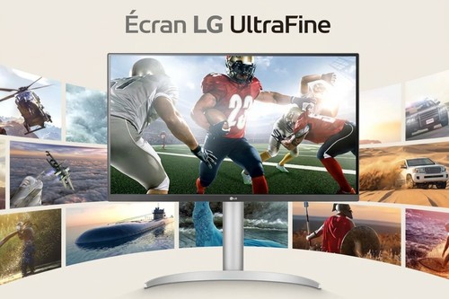 Écran LG UltraFine montrant des images détaillées et colorées