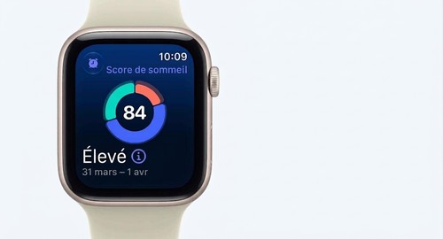 Apple Watch SE 3 affichant un score de sommeil en français