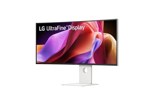 Moniteur LG 40WT95UF-W vue trois-quarts montrant la qualité colorimétrique Nano IPS Black