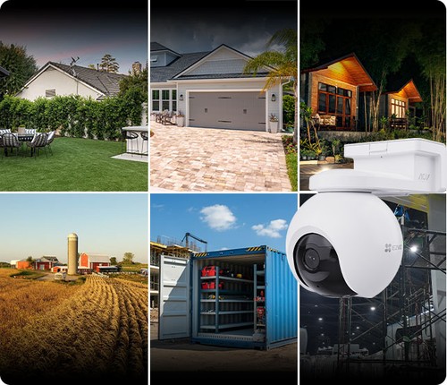 Caméra EZVIZ EB8 Pro 4G installée pour surveiller différents environnements extérieurs