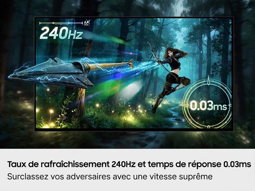 Infographie 240 Hz et temps de réponse 0,03 ms : vitesse suprême