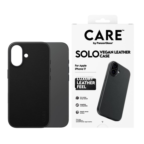 Coque PanzerGlass Care Solo avec emballage mentionnant la compatibilité MagSafe