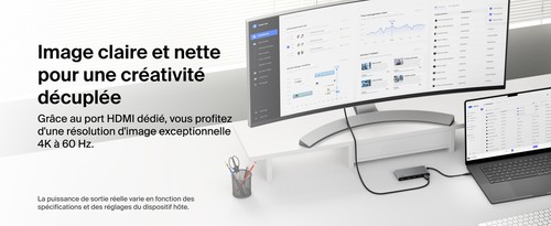 Hub Belkin Connect relié à un écran en 4K à 60 Hz