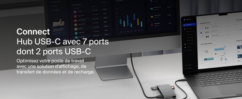 Hub USB-C Belkin Connect à 7 ports en situation de travail