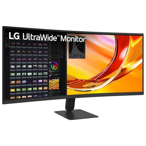 Écran LG UltraWide 34U601B-B incurvé en vue trois-quarts