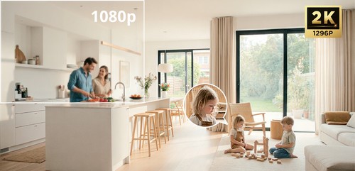 Comparaison de détails entre une image 1080p et l'image 2K de la caméra D-Link DCS-6012