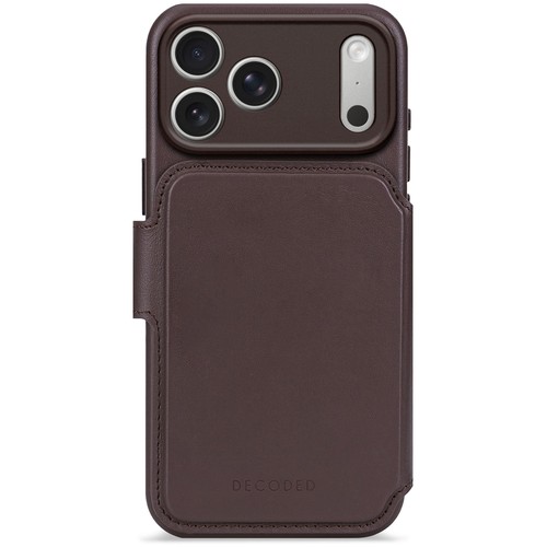 Étui portefeuille DECODED en cuir marron chocolat pour iPhone 17 Pro Max