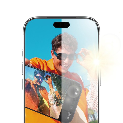 Écran d'iPhone 18 Pro illustrant la réduction des reflets en plein soleil