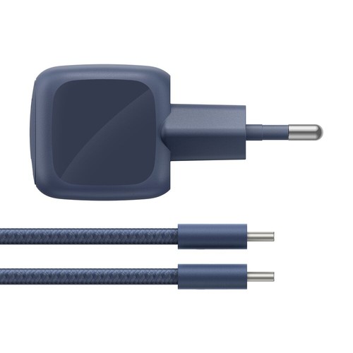 Chargeur Belkin bleu et câble USB-C tressé inclus