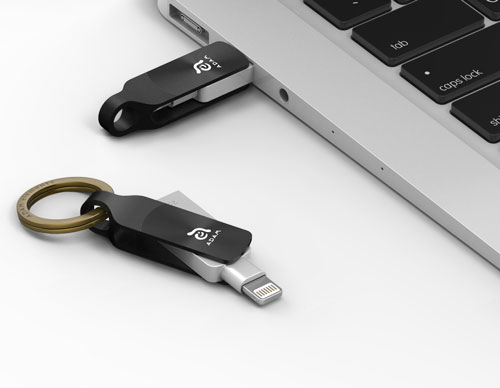 Clé USB-A et Lightning 256 Go pour iPhone & iPad - iKlips DUO+ Noir -  Extension Stockage - ADAM ELEMENTS