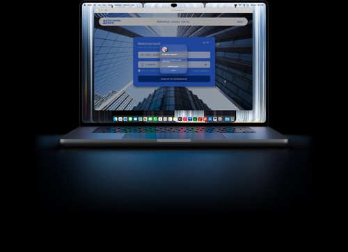 MacBook Pro en noir sidéral, design fin et léger, silhouette professionnelle