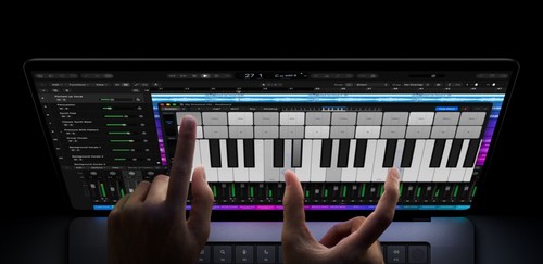 Écran tactile Multi-Touch du MacBook Pro, production musicale avec gestes directs sur la dalle