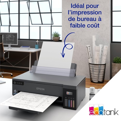 Epson EcoTank ET-14100 imprimant un plan dans un bureau