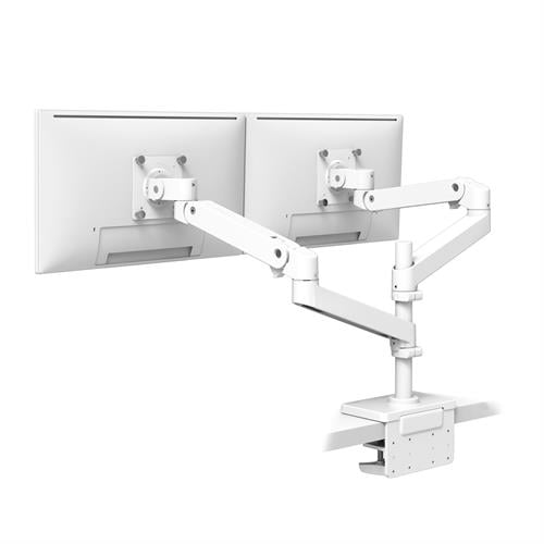 Vue arrière du bras Ergotron LX Pro fixé au bureau par pince