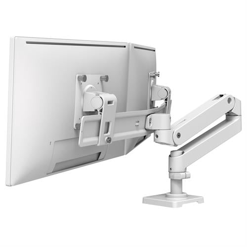 Support double écran Ergotron LX Pro Blanc vu de face avec deux moniteurs
