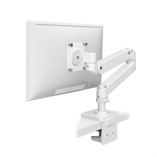Vue arrière du bras Ergotron LX Pro avec fixation pince et gestion des câbles