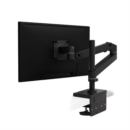 Vue arrière du bras Ergotron LX Pro Tall Pole sur bureau montrant le mât haut