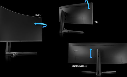 Samsung C49J890D réglages hauteur et pivot