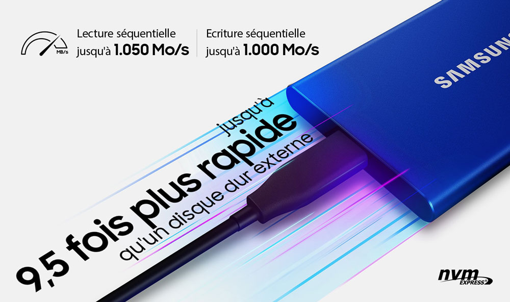 Disque dur externe SSD 6 to. bleu métallisé