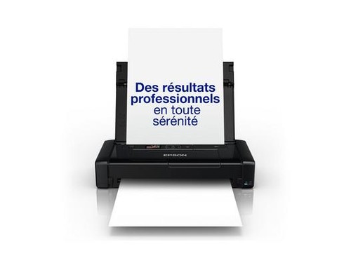 Imprimante portable Epson WorkForce WF-110W avec document imprimé