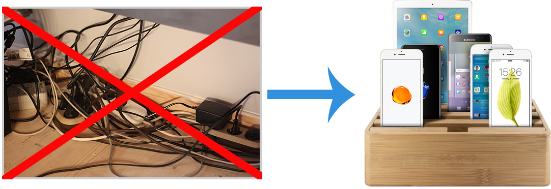 Novodio Ze Box Bamboo - Station de charge 6 ports USB pour iPhone / iPad -  Chargeur - Novodio