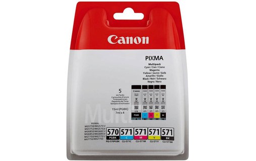 CANON Pack de 5 cartouches 570 PGBK + 571 BK C Y M