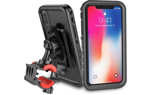 Support vélo pour iPhone X avec coque waterproof