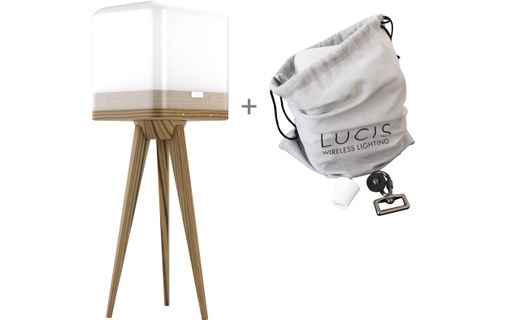 Lucis 2.1 Bamboo + Travel pack + Tripod - Lampe LED d'ambiance avec accessoires