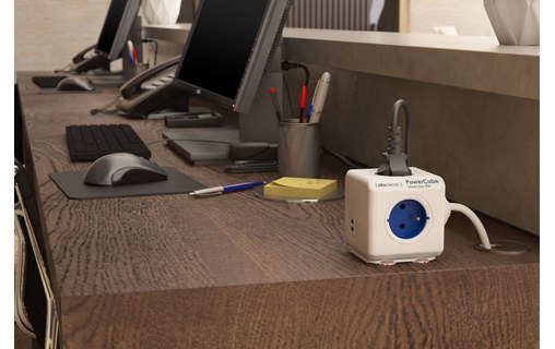allocacoc PowerCube Extended USB 1,5m - Bloc Multiprise Compact 4 Prises + 2 USB