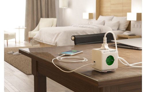 allocacoc PowerCube Extended USB 1,5m - Bloc Multiprise Compact 4 Prises + 2 USB