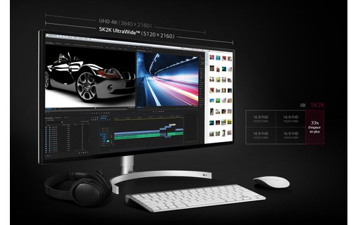 Écran 34" LG UltraWide 34WK95UP-W - 5K Thunderbolt 3