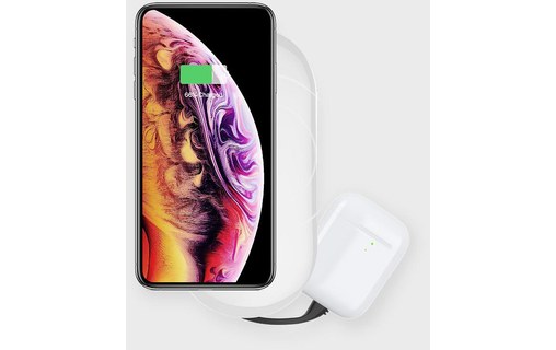 MIPOW Power Cube X2 Blanc - Batterie externe 5000 mAh sans fil Qi/Lightning/USB