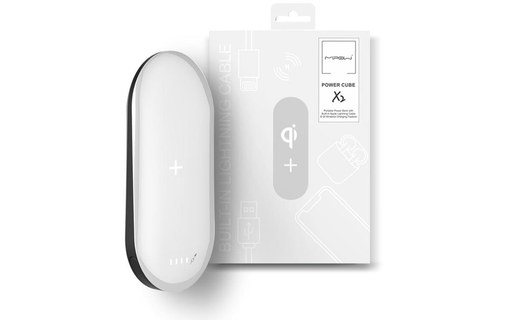 MIPOW Power Cube X2 Blanc - Batterie externe 5000 mAh sans fil Qi/Lightning/USB