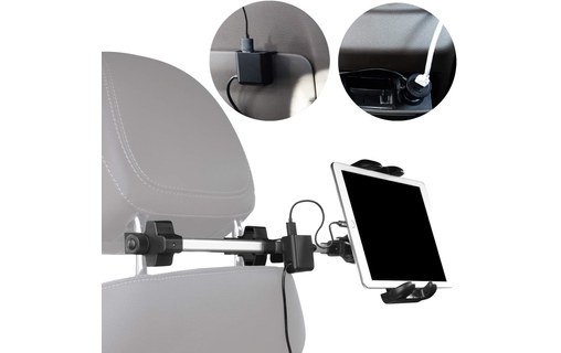 MacAlly HRMOUNTPRO4UAC Noir - Support voiture pour tablette avec chargeur USB