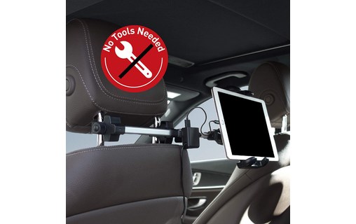 MacAlly HRMOUNTPRO4UAC Noir - Support voiture pour tablette avec chargeur USB